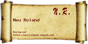 Neu Roland névjegykártya